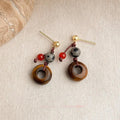 New Chinese Style Tiger Eye Red Agate Spotted Stone Peace Buckle Drop Earrings