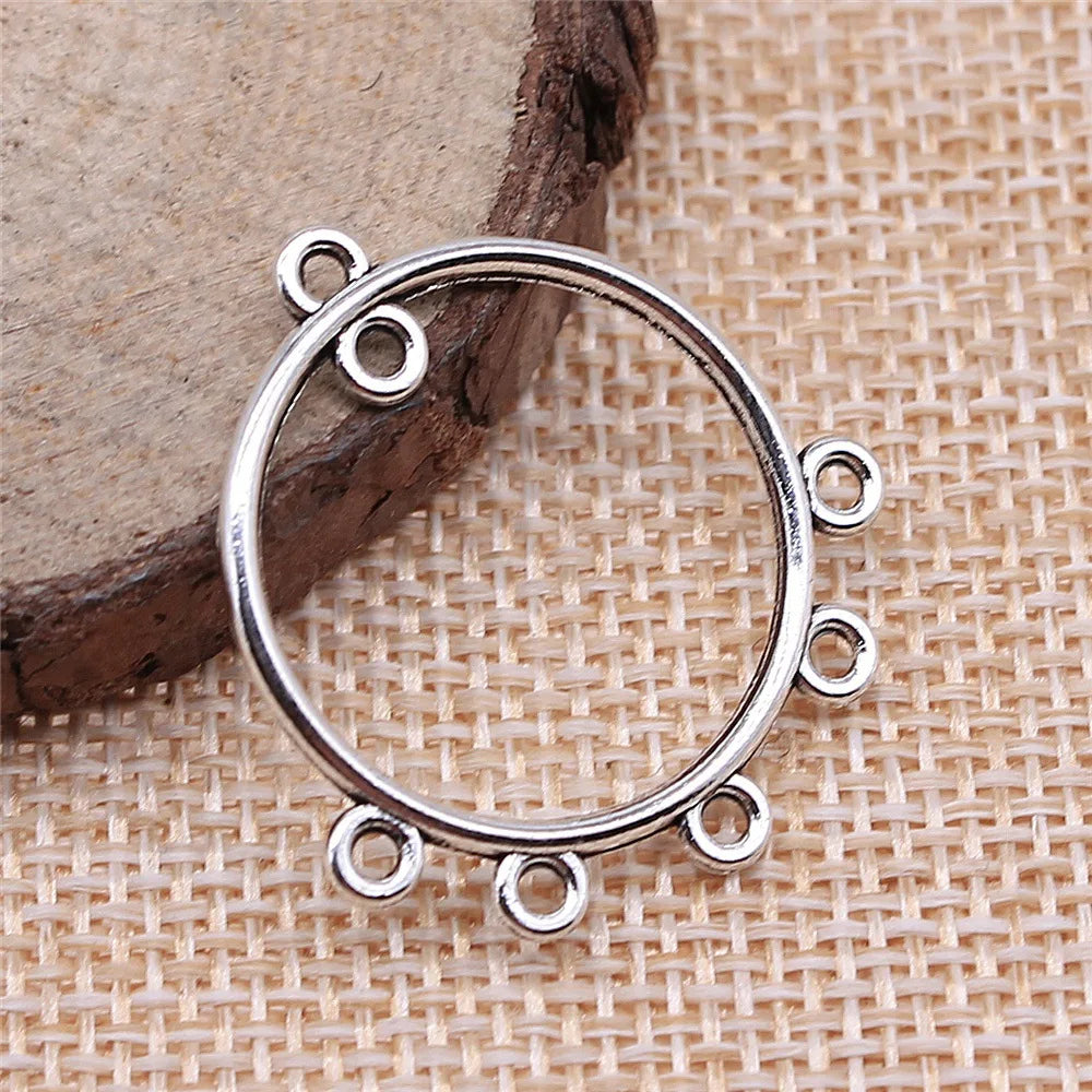 30x28mm 1.4g Multicolor Zinc Alloy Round Earring Connector Charms for DIY Earrings