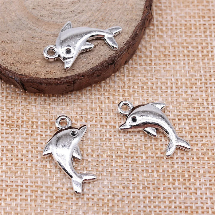 23x13mm 1.7g Multicolor Zinc Alloy Dolphin Charm Pendant for DIY Necklace Bracelet Jewelry Making Findings