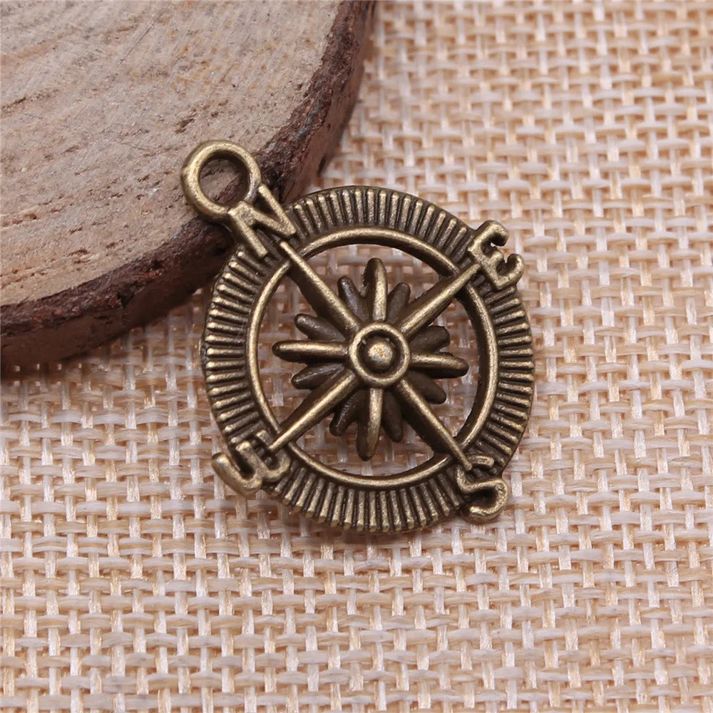 24mm 2.8g Multicolor Zinc Alloy Compass Charm Pendant for DIY Necklace Bracelet Jewelry Making