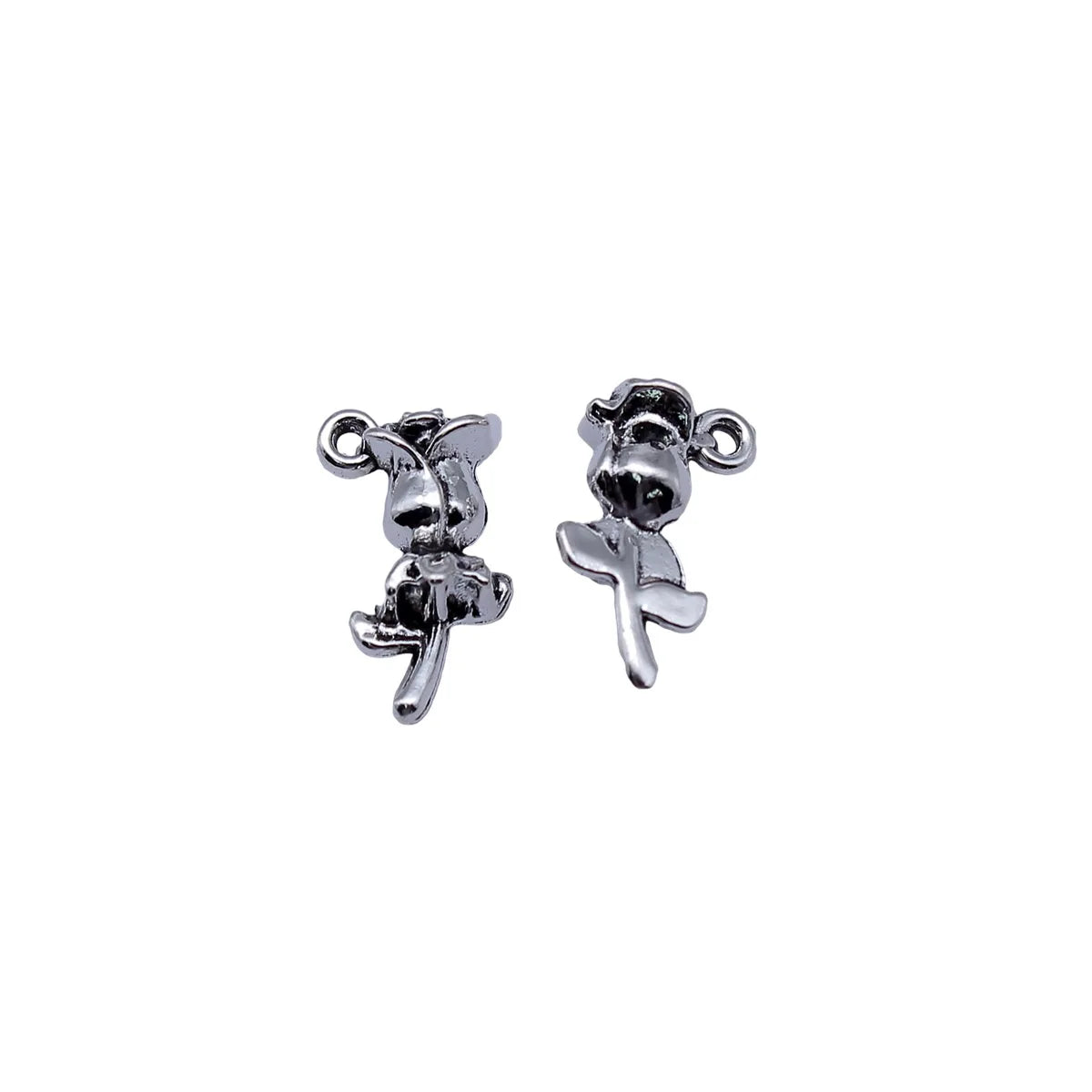 17x9x7mm 1.5g Antique Silver Zinc Alloy 3D Flower Charm Pendant for DIY Handmade Jewelry Making