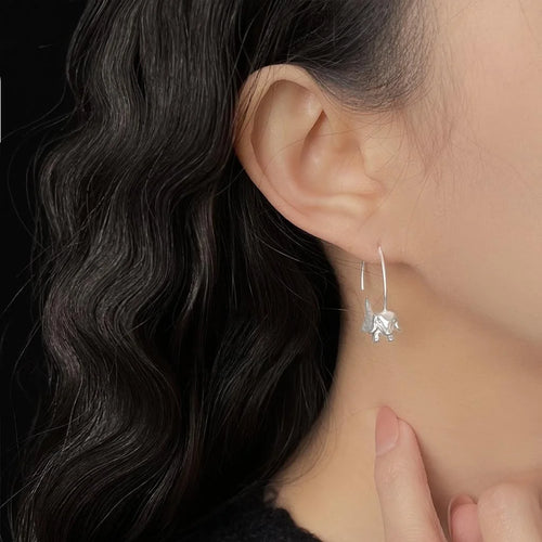 Matte Copper Dachshund Hoop Earrings Cute Niche Design Animal Dog Fashion Jewelry