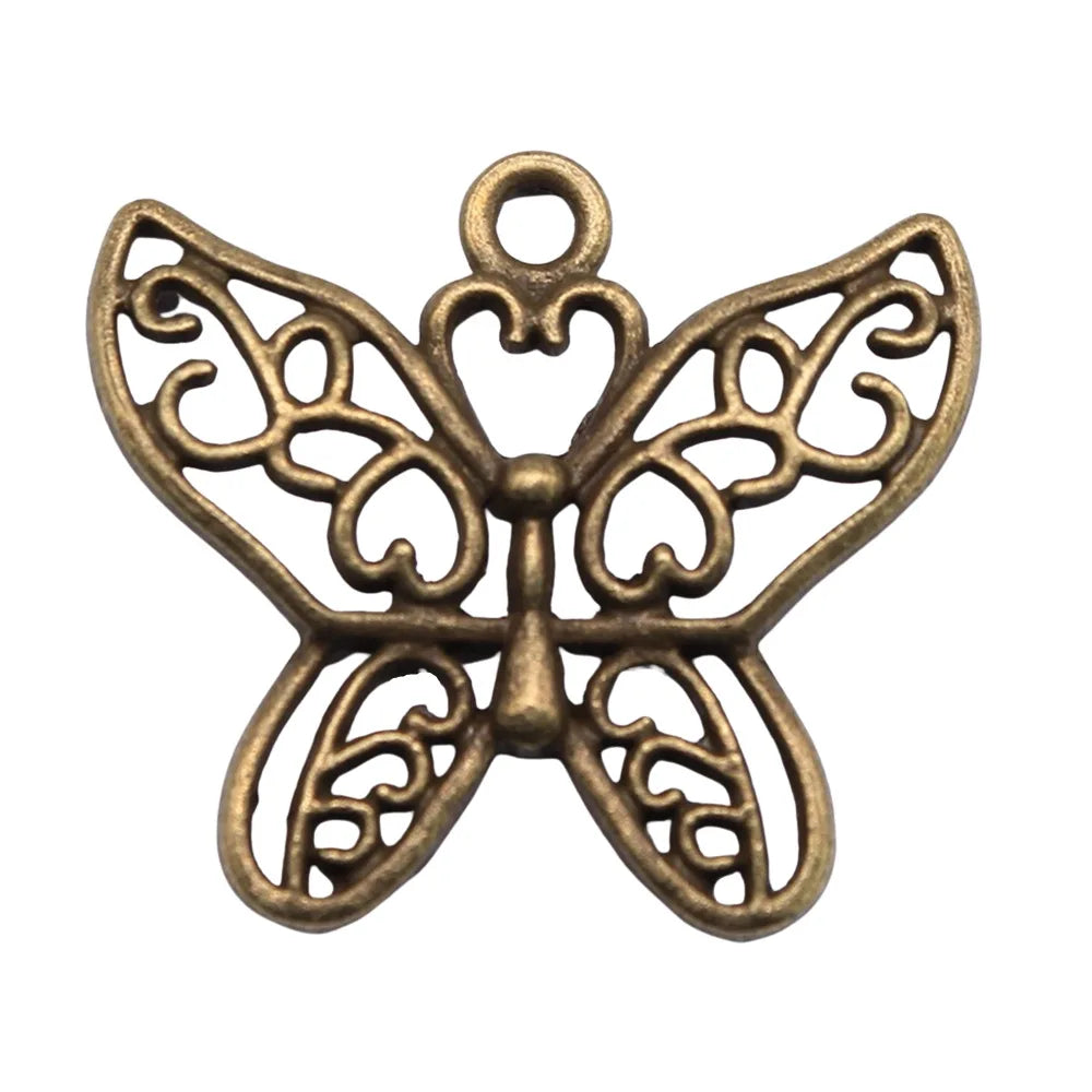 26x31mm 2.3g Multicolor Zinc Alloy Butterfly Charm Pendant for DIY Necklace Bracelet Jewelry Making