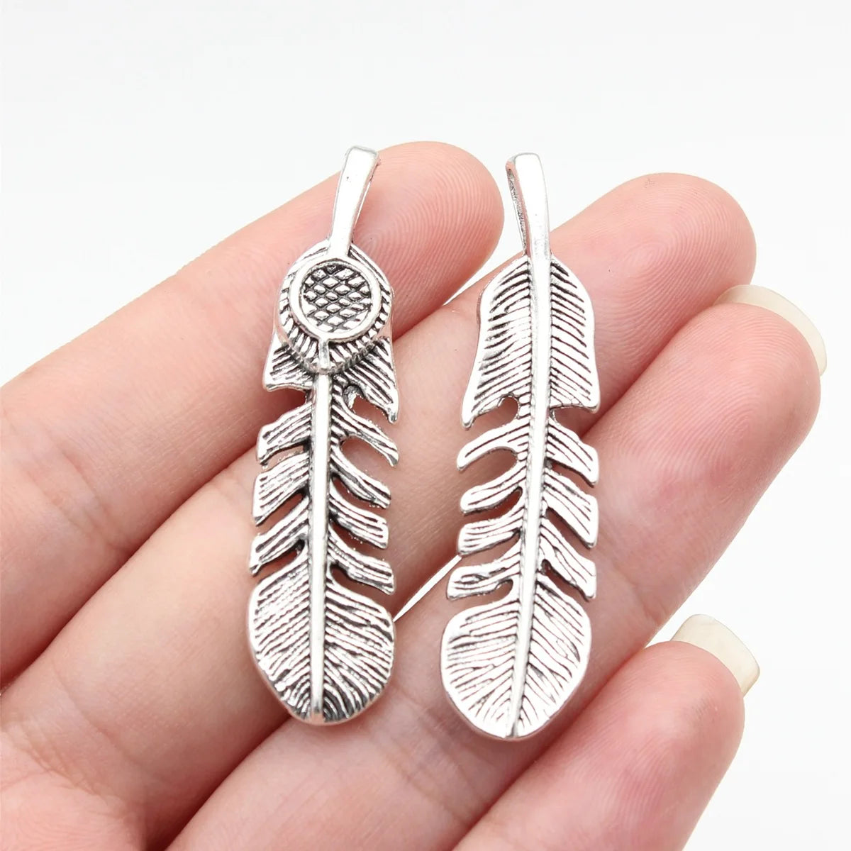 48x12mm 4.8g Multicolor Zinc Alloy Feather Charm Pendant for DIY Necklace Bracelet Jewelry Making