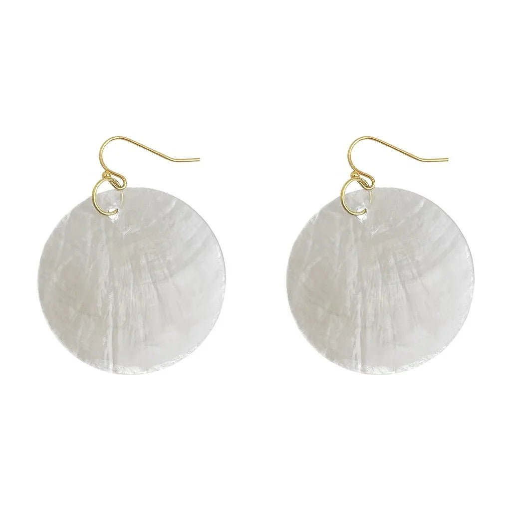 Natural Shell Geometric Drop Earrings Minimalist Beach Vacation Style Fashion Jewelry