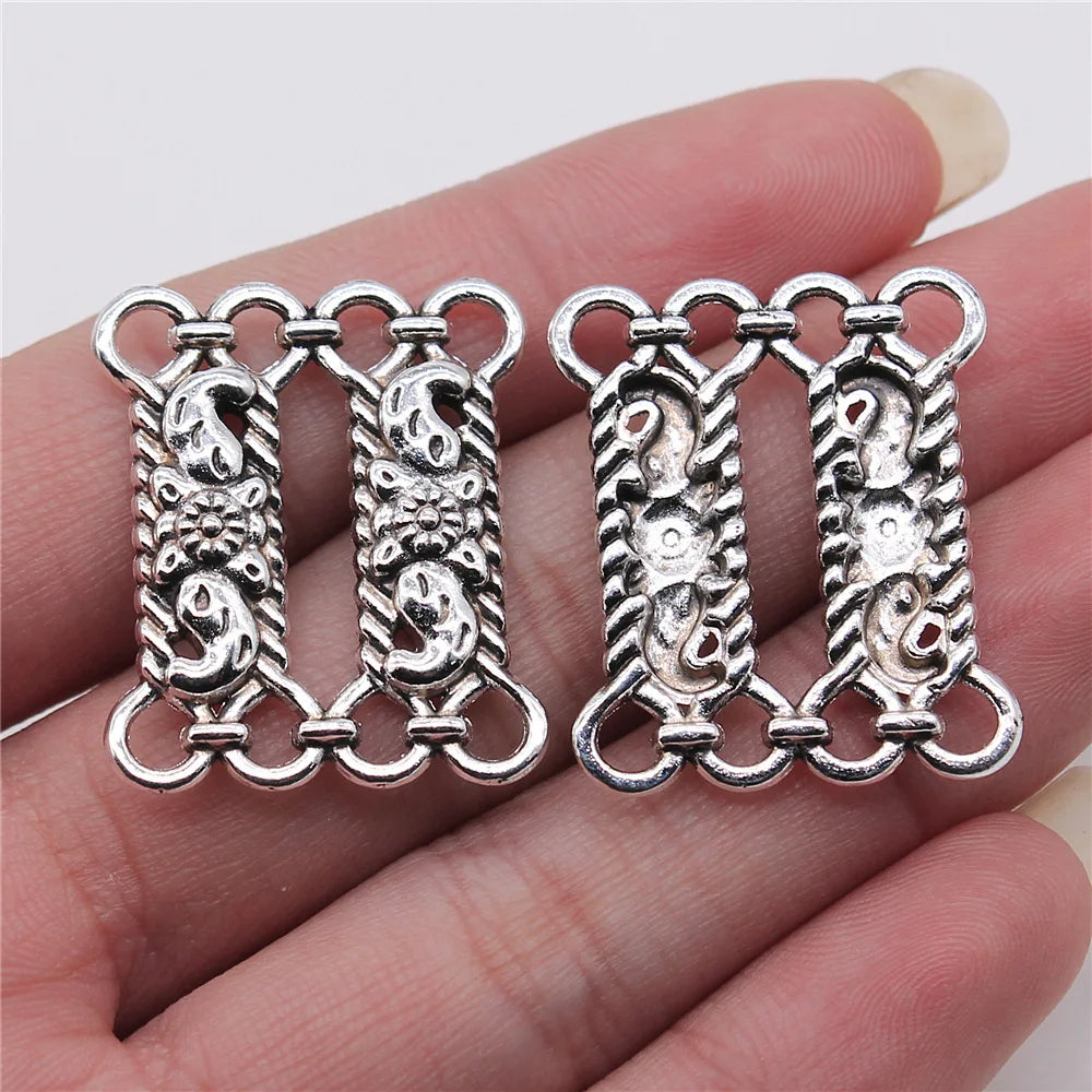 25x30mm 4g Antique Silver Zinc Alloy 8-Hole Body Chain Connector Charm for DIY Body Jewelry Making