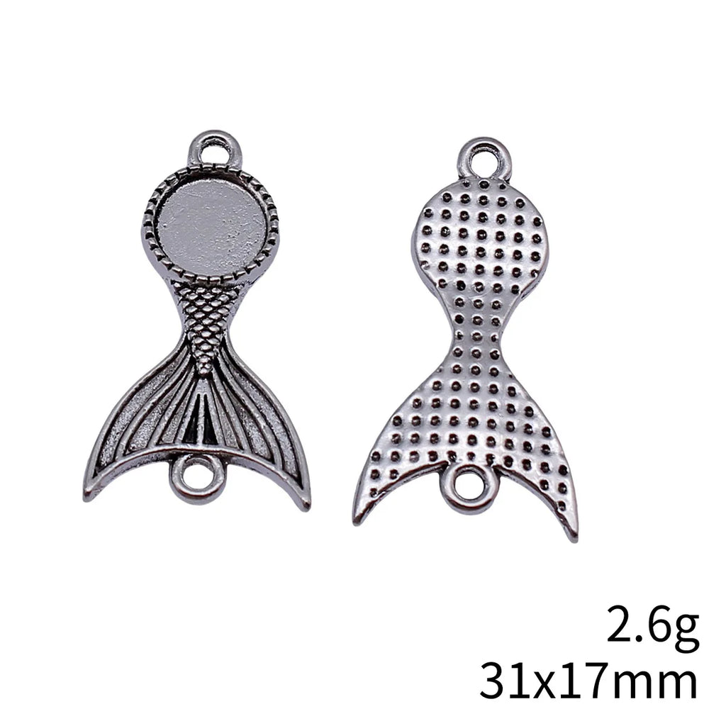 31x17mm 2.6g Antique Silver Zinc Alloy Mermaid Tail Connector Charm for DIY Bracelet Necklace Making
