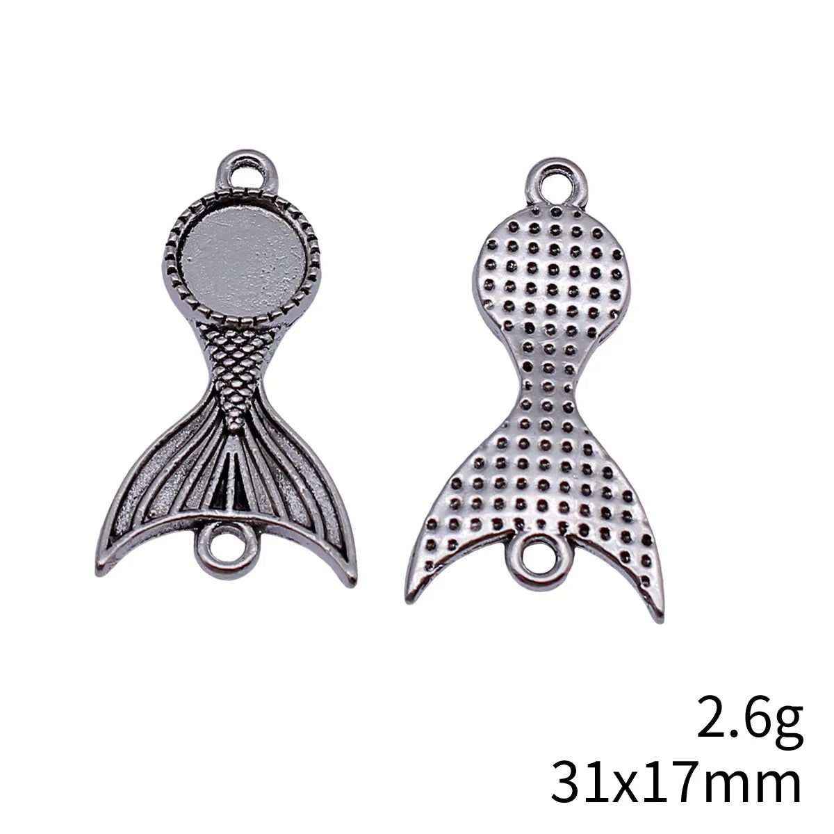 31x17mm 2.6g Antique Silver Zinc Alloy Mermaid Tail Connector Charm for DIY Bracelet Necklace Making