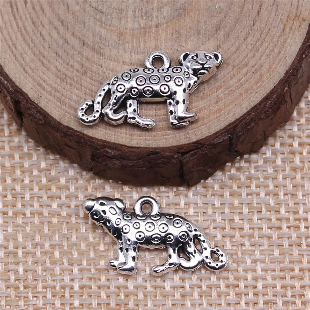 22x12mm 1.5g Antique Silver Tone Zinc Alloy Leopard Charm Pendant for DIY Necklace Bracelet Making