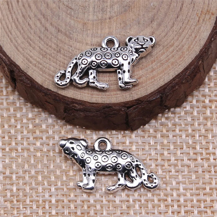 22x12mm 1.5g Antique Silver Tone Zinc Alloy Leopard Charm Pendant for DIY Necklace Bracelet Making