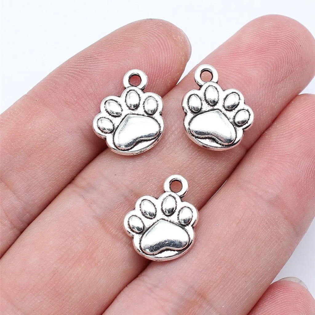 14x12mm 1.3g Multicolor Zinc Alloy Dog Paw Charm Pendant for DIY Necklace Bracelet Jewelry Making
