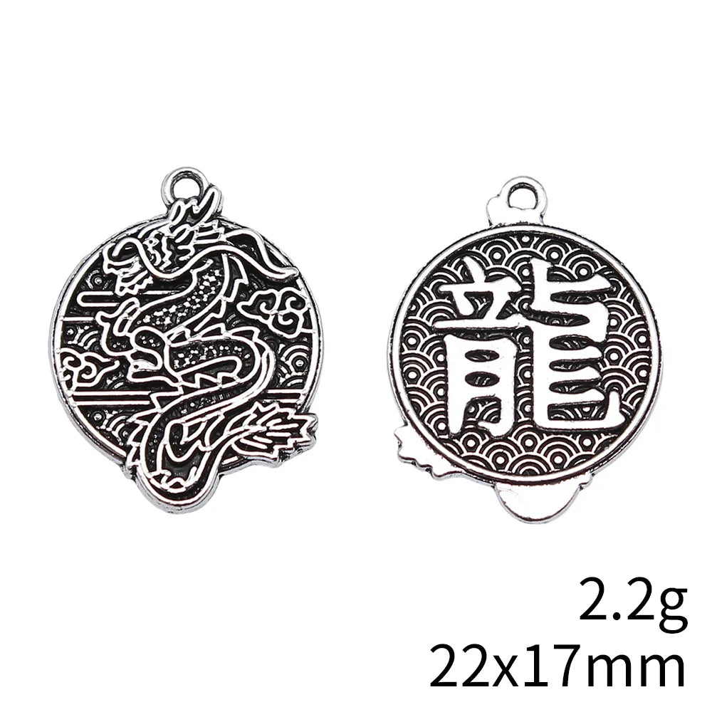 22x17mm 2.2g Multicolor Zinc Alloy Chinese Dragon Charm Pendant for DIY Necklace Bracelet Jewelry Making