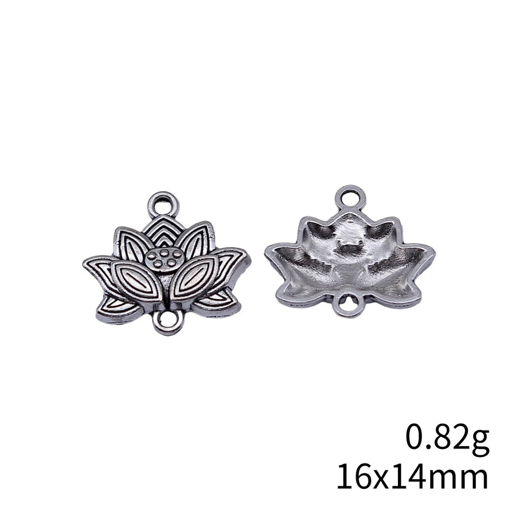 16x14mm 0.82g Antique Silver Zinc Alloy Lotus Connector Charm for DIY Bracelet Necklace Making