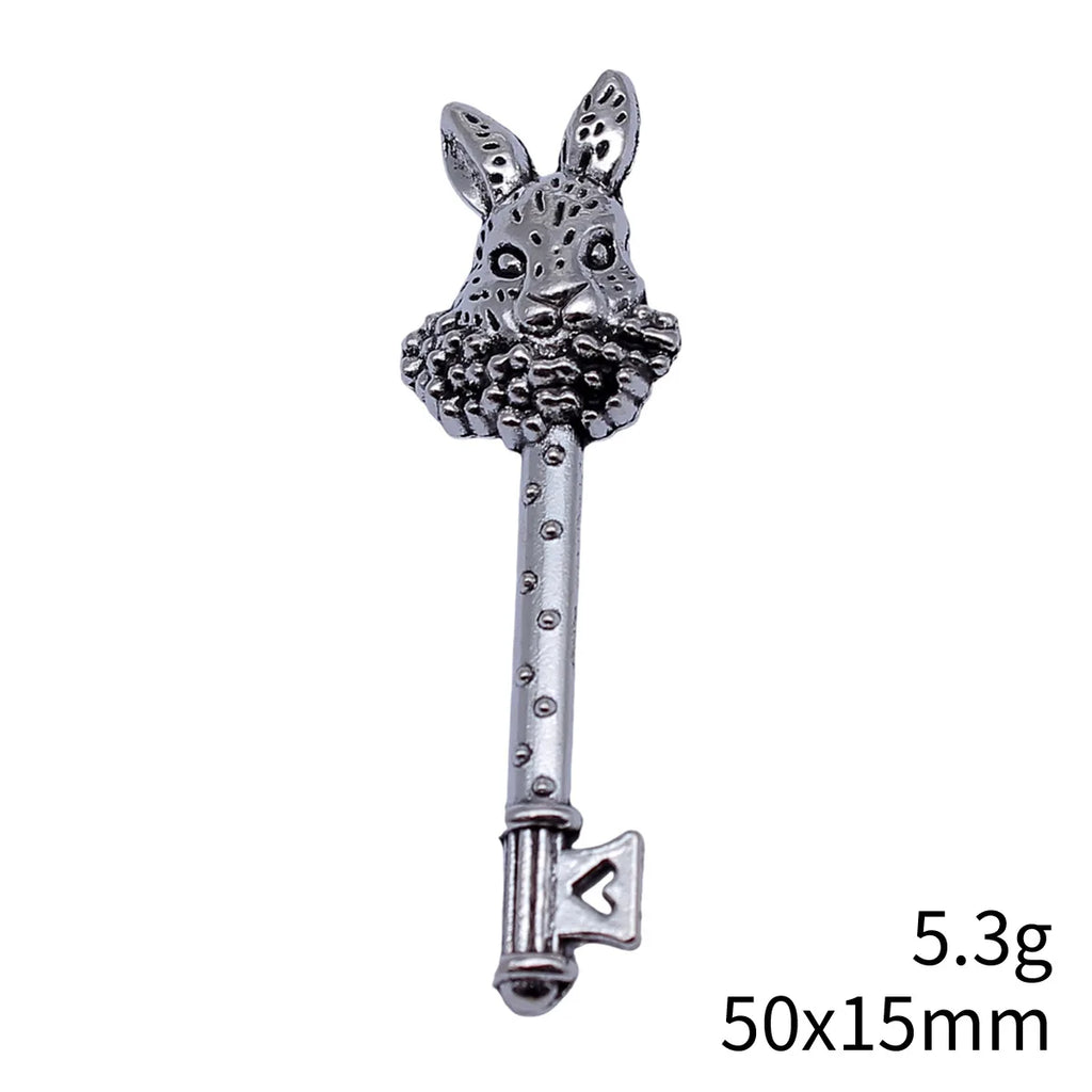 50x15mm 5.3g Multicolor Zinc Alloy Rabbit Key Charm Pendant for DIY Bag Keychain Jewelry Making