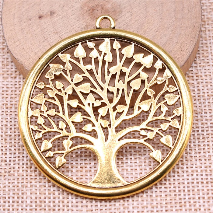 57x53mm 16.9g Multicolor Zinc Alloy Tree of Life Charm Pendant for DIY Necklace Bracelet Making
