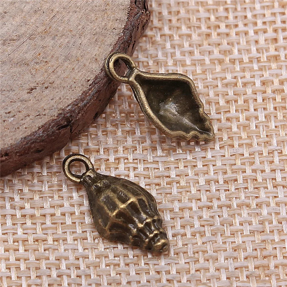 19x9mm 1g Multicolor Zinc Alloy Conch Shell Charm Pendant for DIY Ocean Theme Jewelry Making