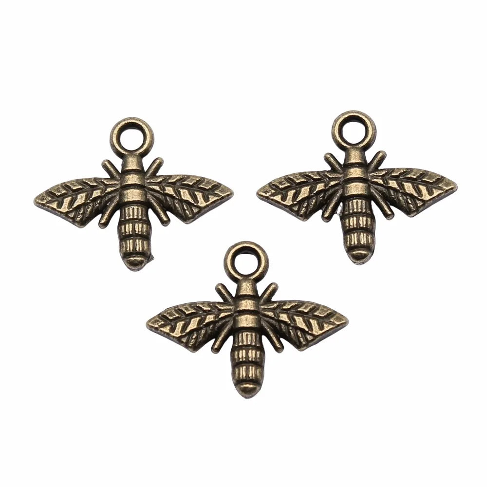 14x18mm 0.8g Multicolor Zinc Alloy Bee Charm Pendant for Flying Animal Theme DIY Jewelry Making