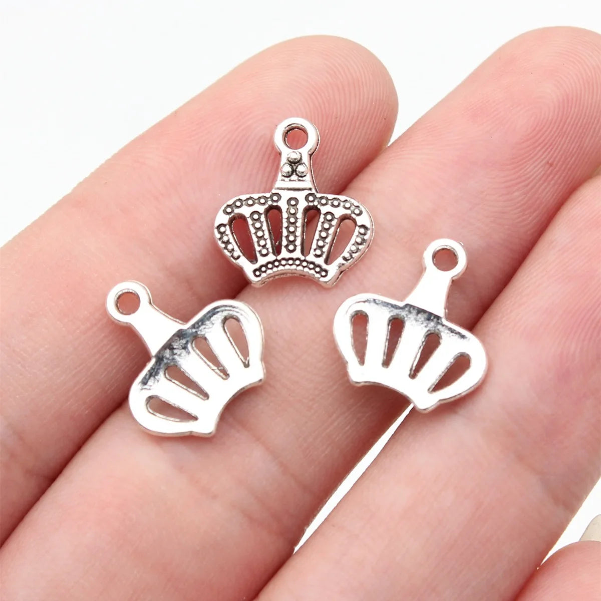 14x13mm 0.55g Antique Silver Zinc Alloy Crown Charm Pendant for DIY Necklace Bracelet Jewelry Making