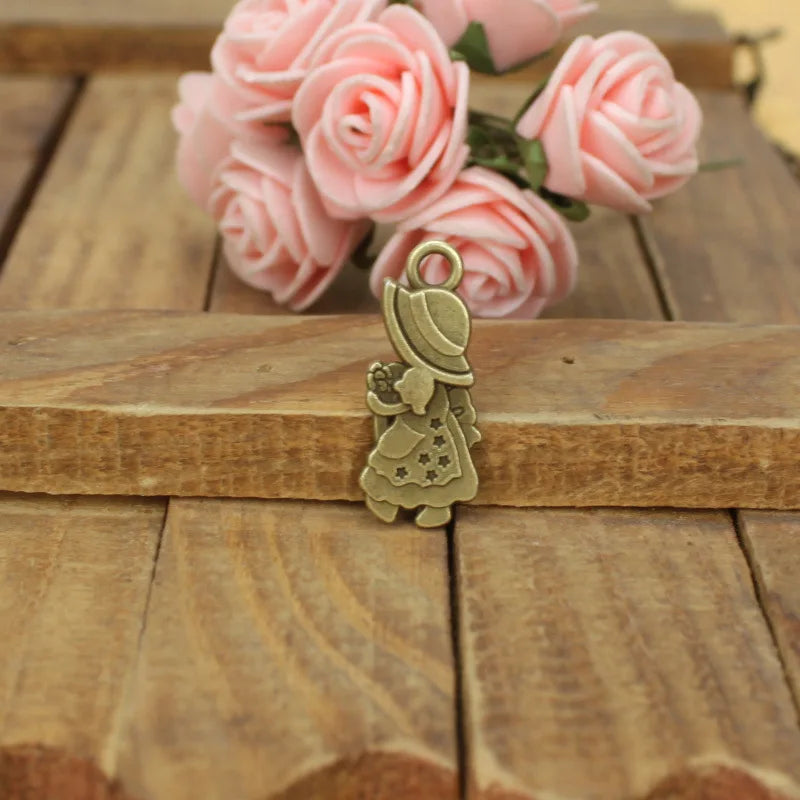28x12MM Antique Silver Zinc Alloy Little Girl Charm Pendant for DIY Necklace Bracelet Jewelry Making