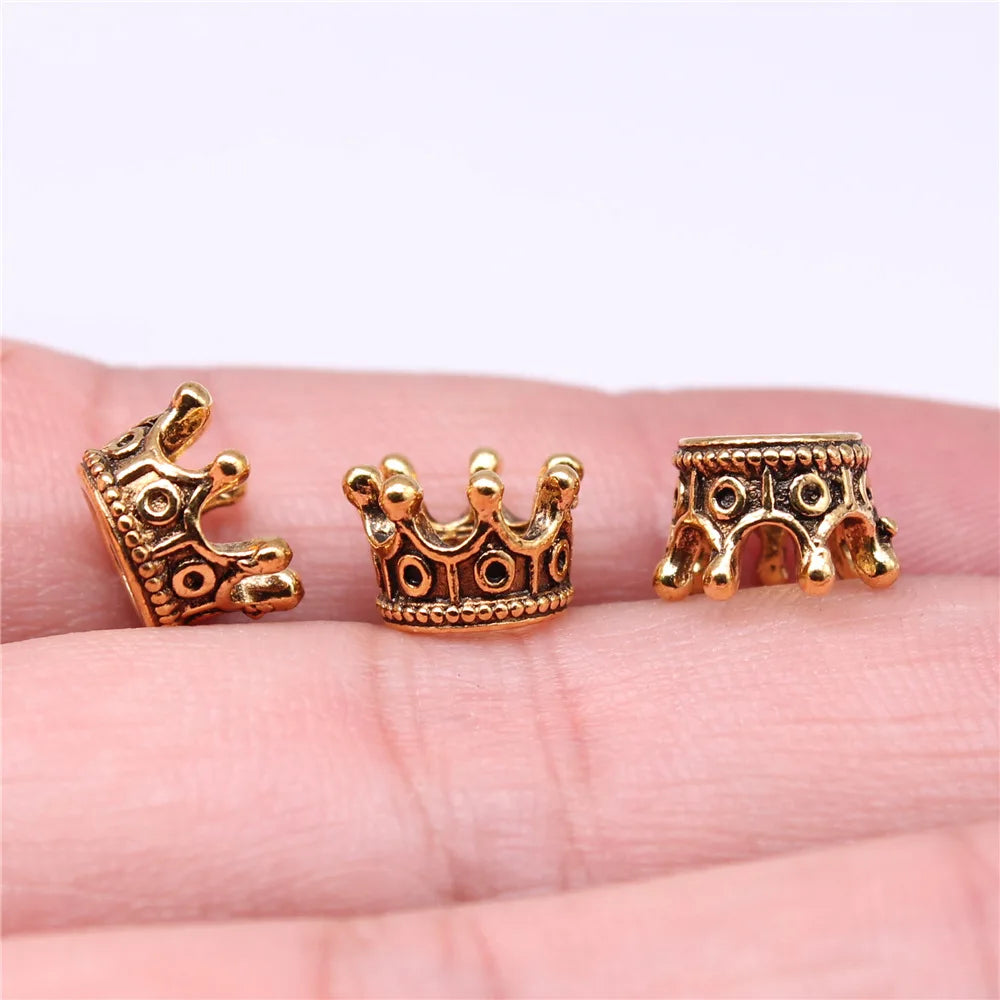 10x7x6mm 1.3g Multicolor Zinc Alloy Crown Bead Charm Pendants for DIY Necklace Bracelet Making