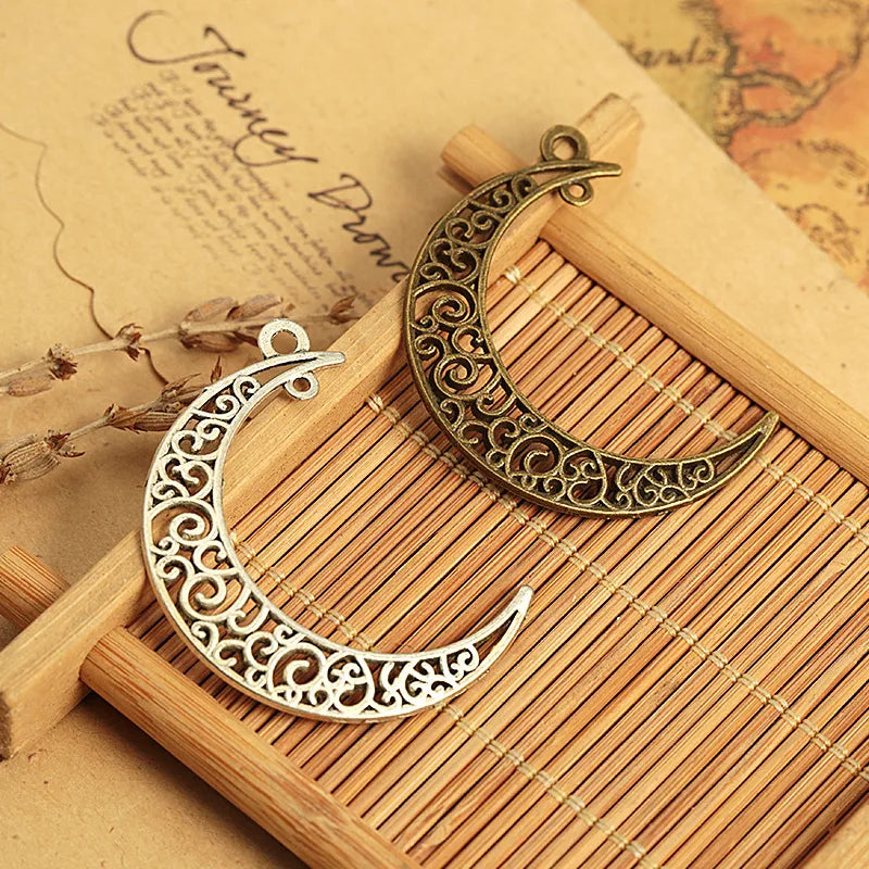 40x30MM Zinc Alloy Crescent Moon Charm Pendant for DIY Necklace Bracelet Jewelry Making