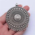 74x60mm 16.7g Multicolor Zinc Alloy Carved Round Connector Charm Pendant for DIY Necklace Making