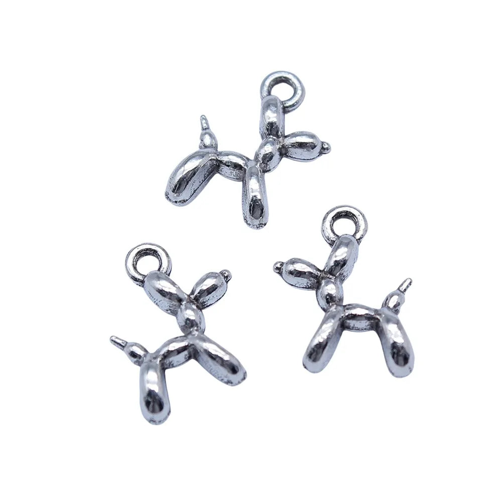 10x14mm 0.8g Antique Silver Tone Zinc Alloy Balloon Dog Charm Pendant for DIY Necklace Bracelet