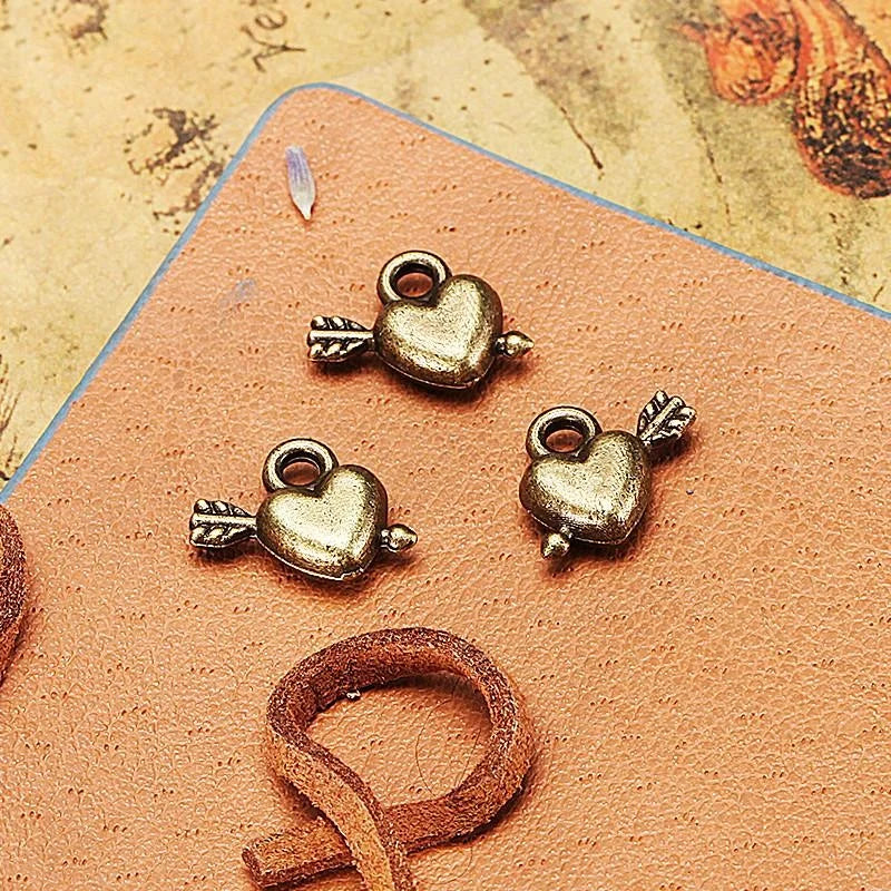 12x10MM Zinc Alloy Arrow Heart Charm Pendant for DIY Necklace Bracelet Jewelry Making