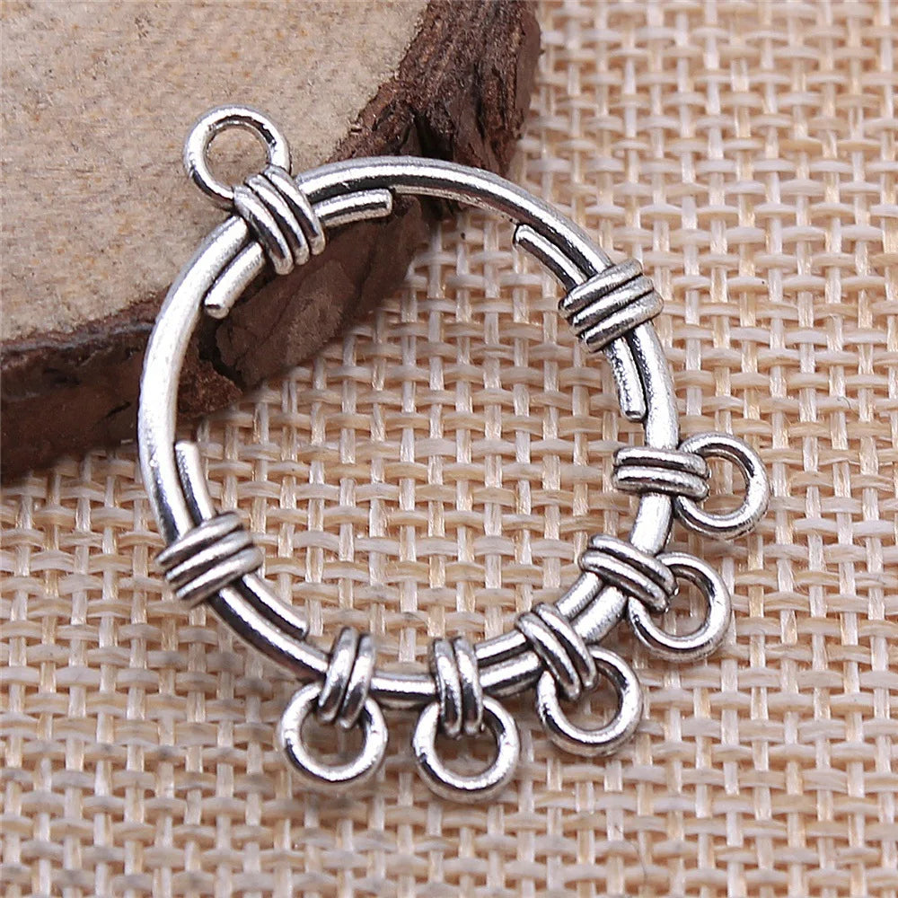 34x28mm 2.3g Antique Silver Zinc Alloy Geometric Earring Connector Charms for DIY Jewelry Making