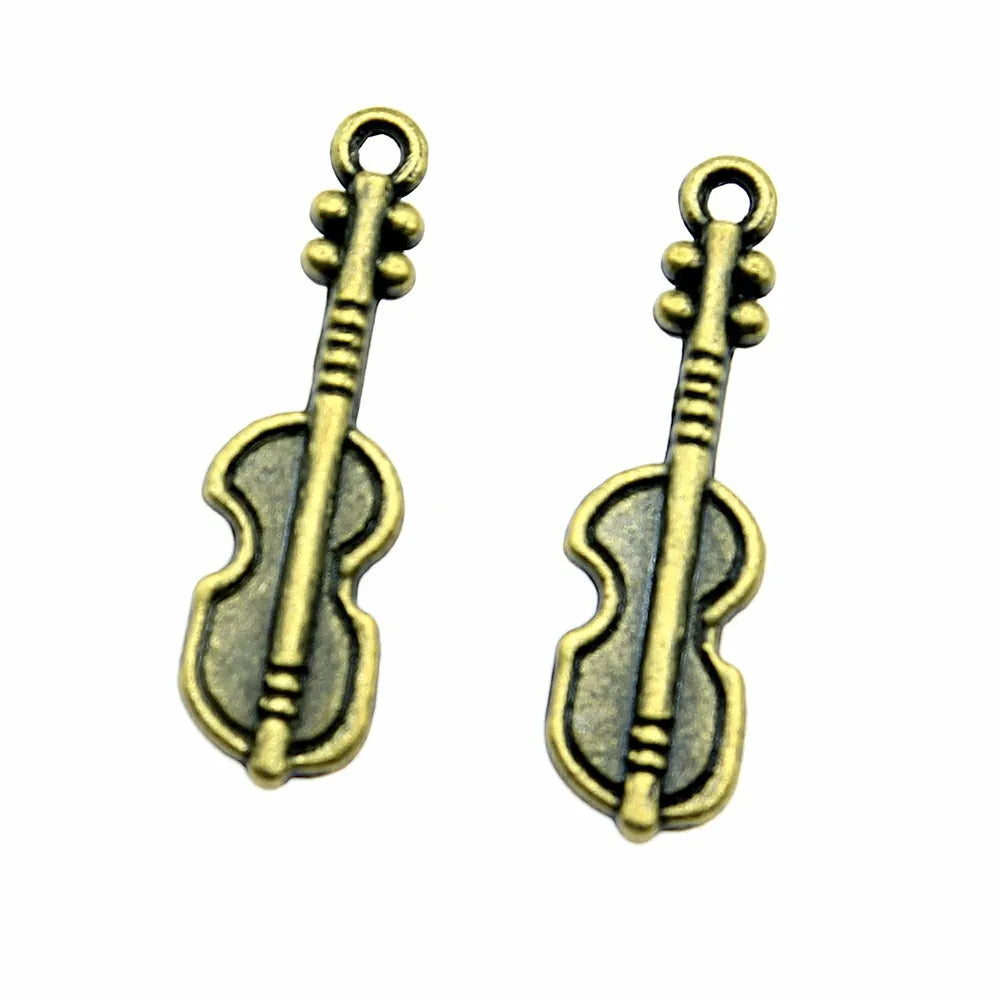 25x7mm 1.2g Antique Bronze Tone Zinc Alloy Pipa Charm Pendant for Necklace Bracelet Musical DIY