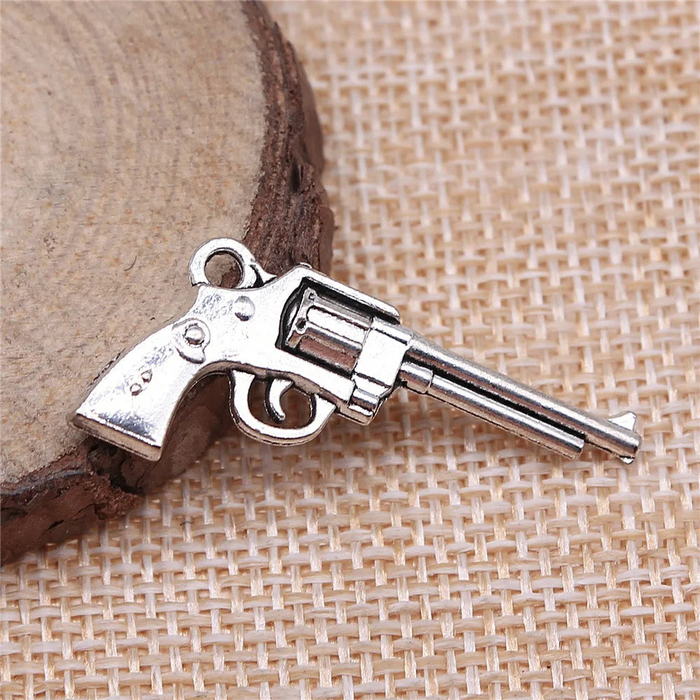 35x16mm 3.2g Multicolor Zinc Alloy Pistol Charm Pendant for DIY Bracelet Necklace Jewelry Making