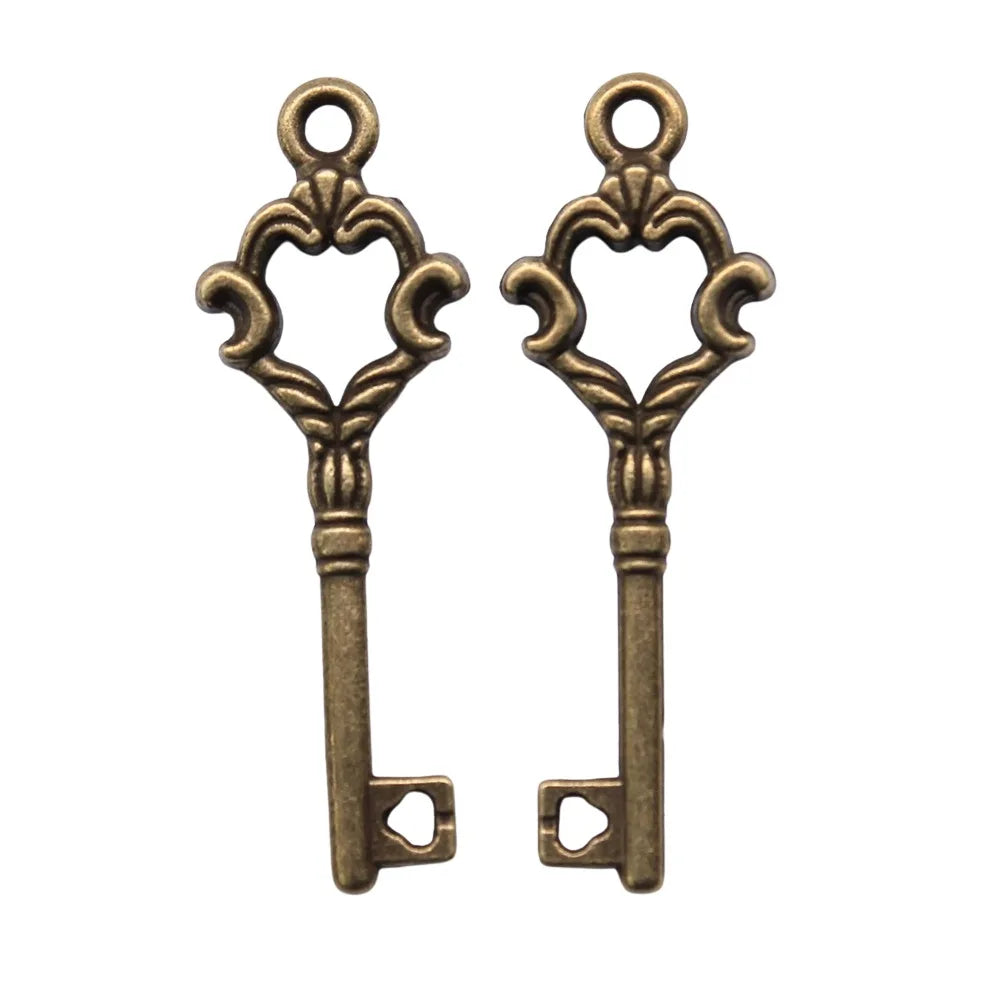 12x35mm 1.4g Multicolor Zinc Alloy Key Charm Pendant for Bracelet Necklace Keychain Making DIY