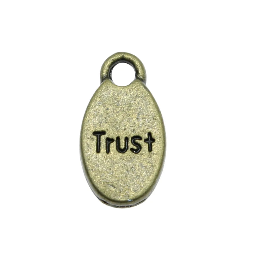 15x8mm 1.4g Multicolor Zinc Alloy Trust Word Letter Charm Pendant for DIY Bracelet Necklace Jewelry Making