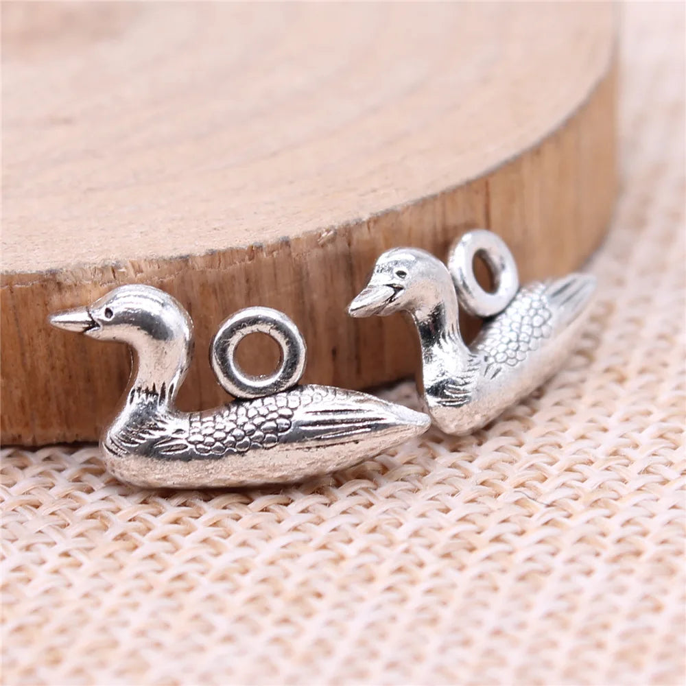 18x10mm 1.42g Antique Silver Zinc Alloy Goose Charm Pendant for DIY Necklace Bracelet Jewelry Making