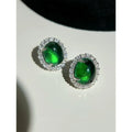 Luxury Oval Micro Pave Zircon Stud Earrings Vintage Court Style Geometric Jewelry
