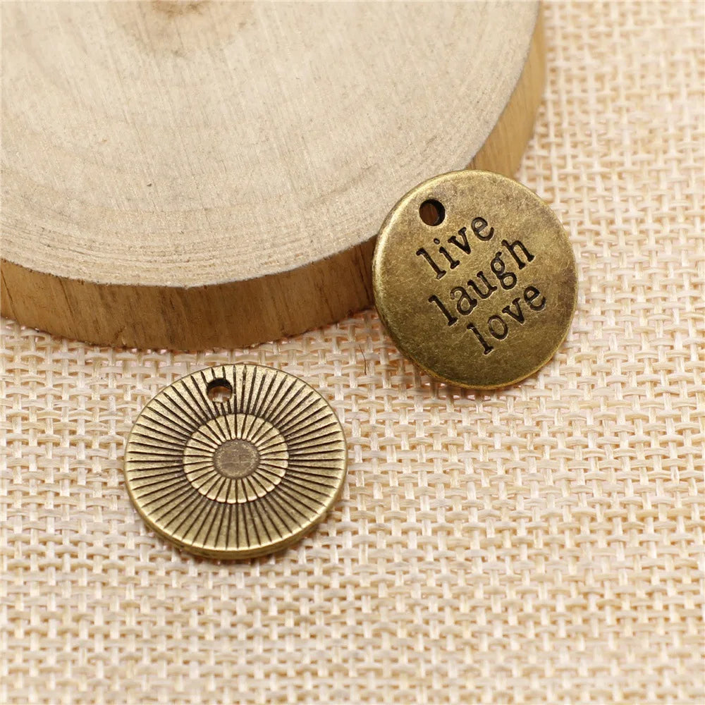 20mm 3g Zinc Alloy Live Laugh Love Word Letter Charm Pendant for DIY Bracelet Necklace Jewelry