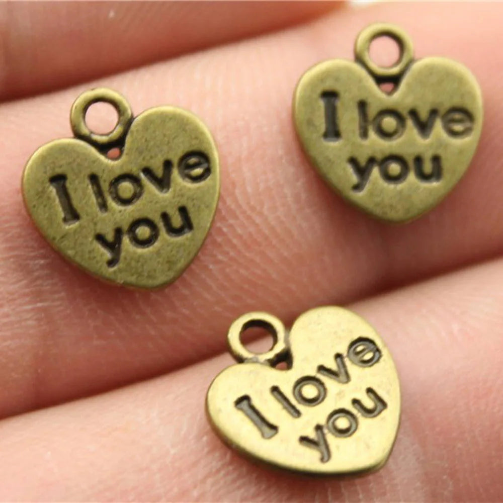12x11mm 0.8g Multicolor zinc alloy I Love You Heart charm pendant for DIY bracelet necklace making
