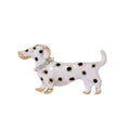 Cute Spotted Dachshund Dog Enamel Brooch With Rhinestone Collar, Elegant Lapel Pin Corsage Gift