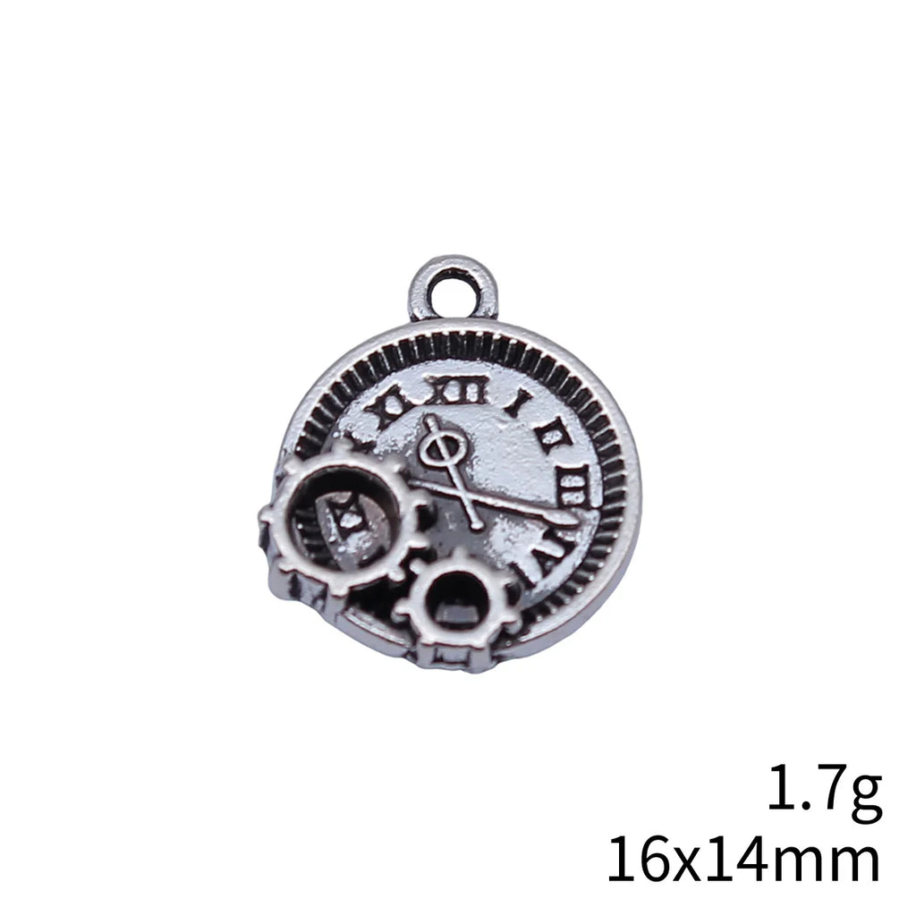 16x14mm 1.7g Multicolor Zinc Alloy Gear Clock Charm Pendant for DIY Steampunk Jewelry Making