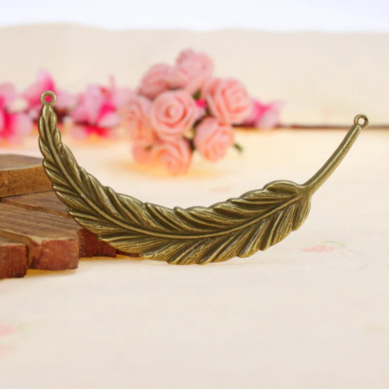 94x18MM 2509G Antique Silver Zinc Alloy Feather Charm Pendant for DIY Necklace Bracelet Jewelry Making