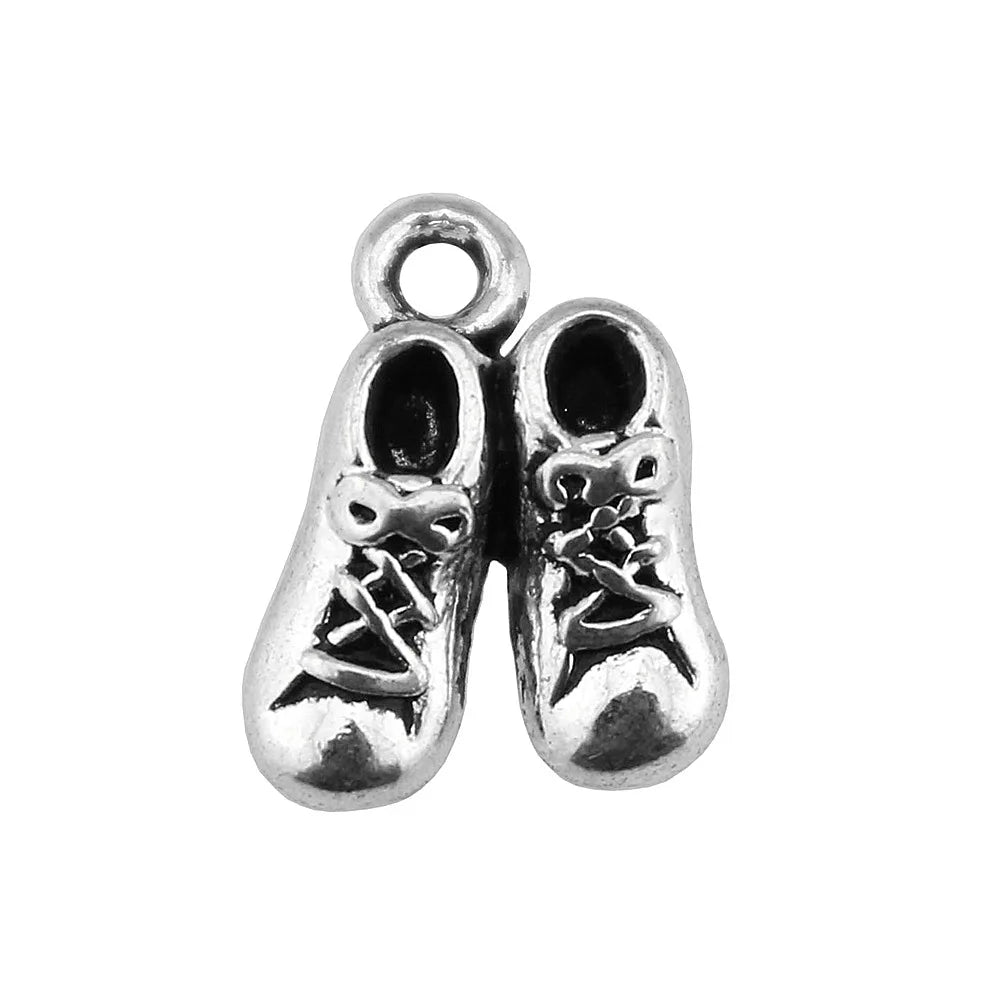 14x10mm 1.5g Multicolor Zinc Alloy Pair of Small Shoes Charm Pendant for DIY Baby Theme Jewelry