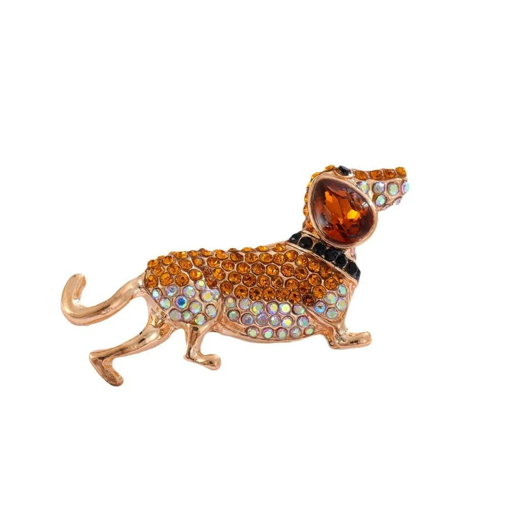 Cute Rhinestone Poodle Dog Brooch, Gold Tone Alloy Animal Lapel Pin Corsage For Cardigan Suit Gift
