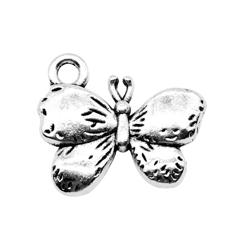 15x18mm 2.2g Multicolor Zinc Alloy Butterfly Charm Pendant for DIY Bracelet Necklace Making