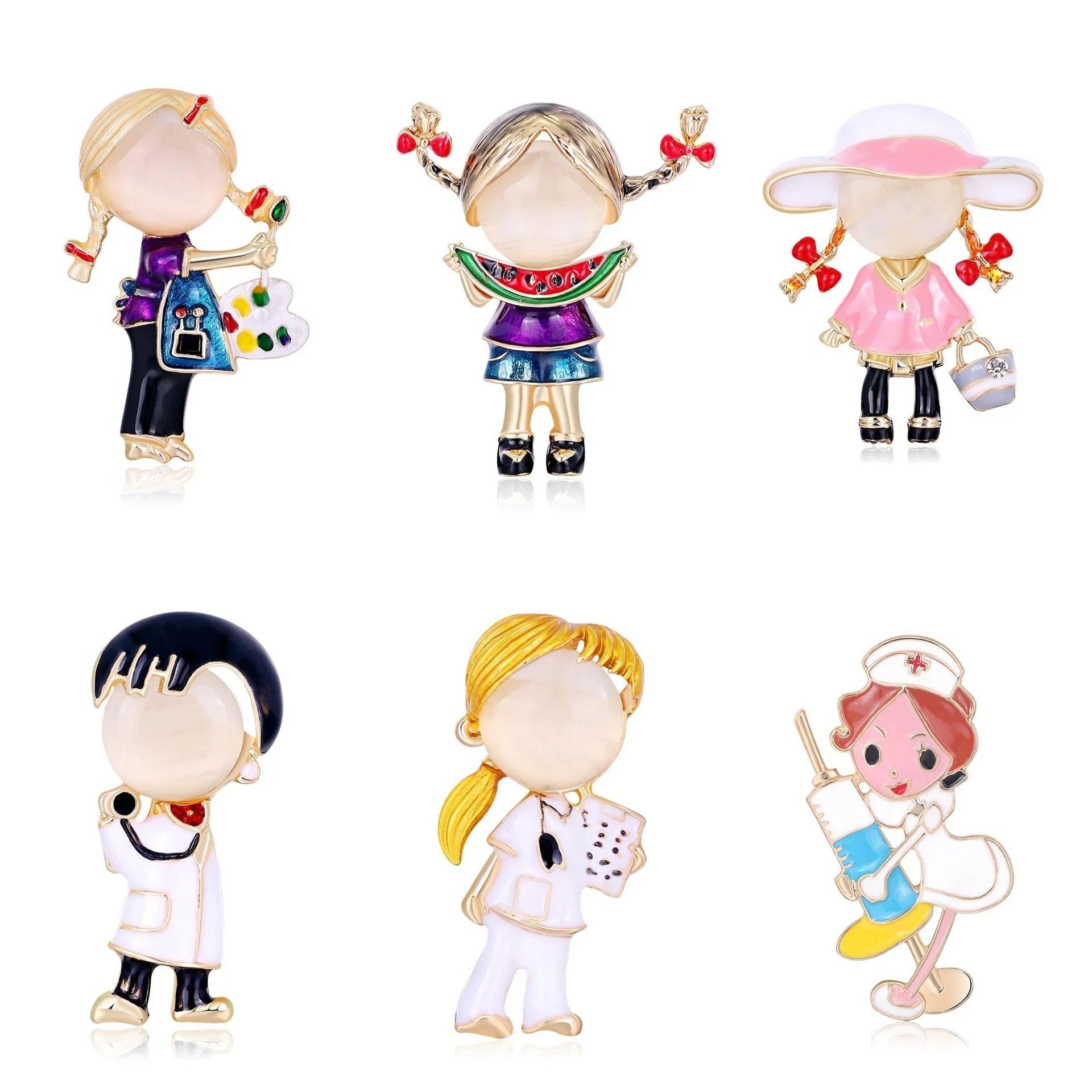 Cute Korean Style Girl Boy Enamel Alloy Brooch, Fashion Lapel Pin Corsage Suit Accessory Gift