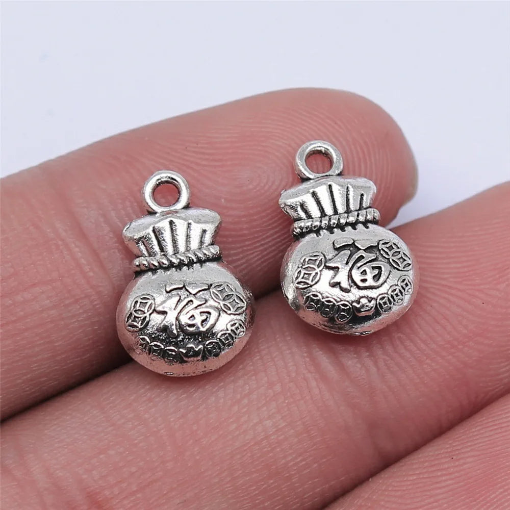 10x15mm 1.85g Zinc Alloy Lucky Bag Charm Pendant for DIY Necklace Bracelet Jewelry Making