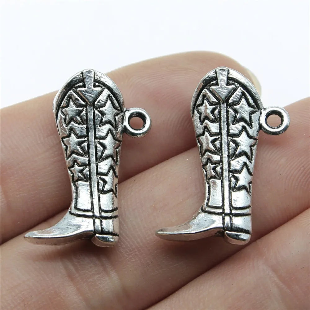 26x20x8mm 3.6g Zinc Alloy Star Tall Boot Shoe Charm Pendant for DIY Bracelet Necklace Accessories