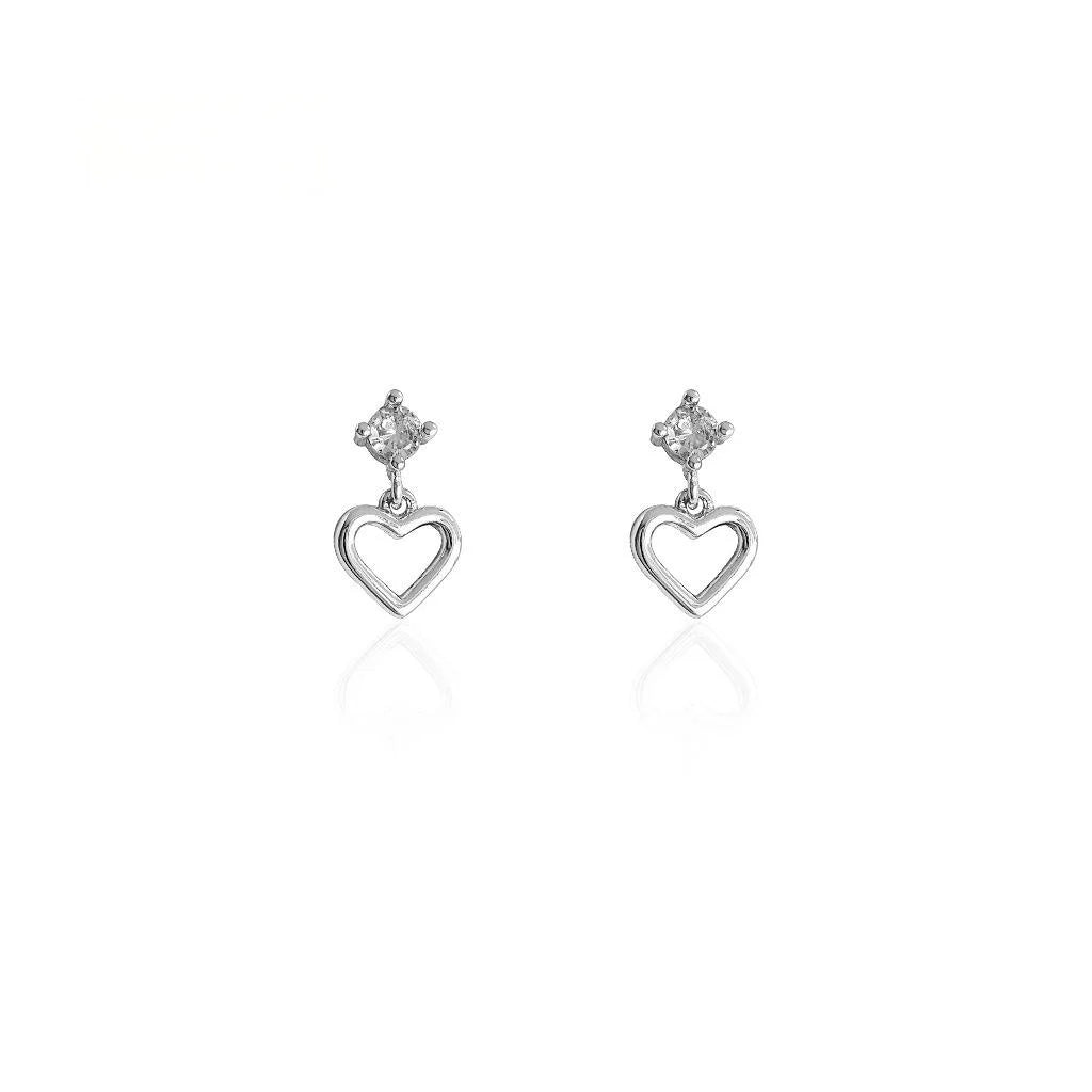 18K Gold Plated Copper Mini Heart Zircon Pave Stud Earrings For Women Minimalist Daily Jewelry