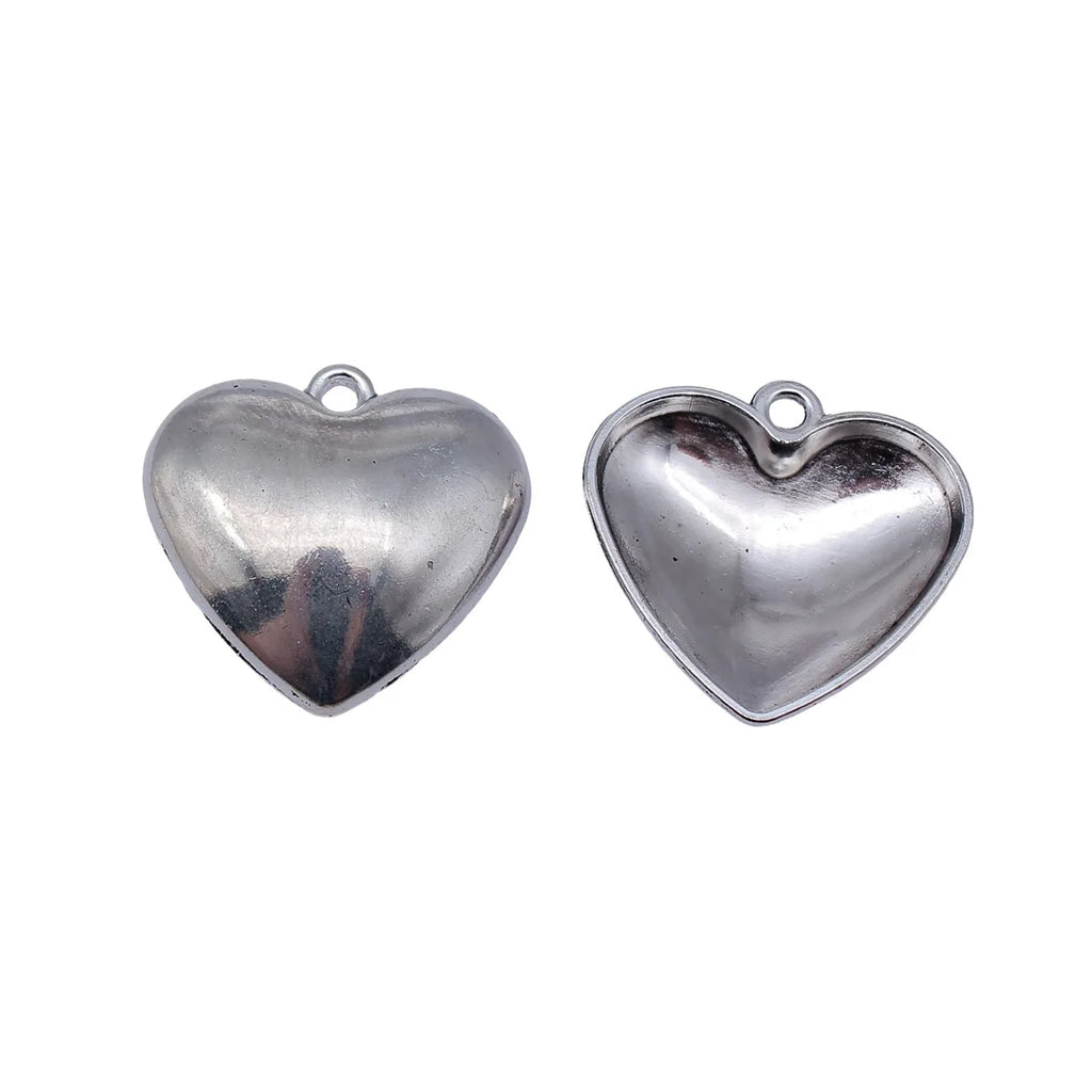 28x27mm 3.8g Antique Silver Zinc Alloy Smooth Heart Charm Pendant for DIY Necklace Jewelry Making