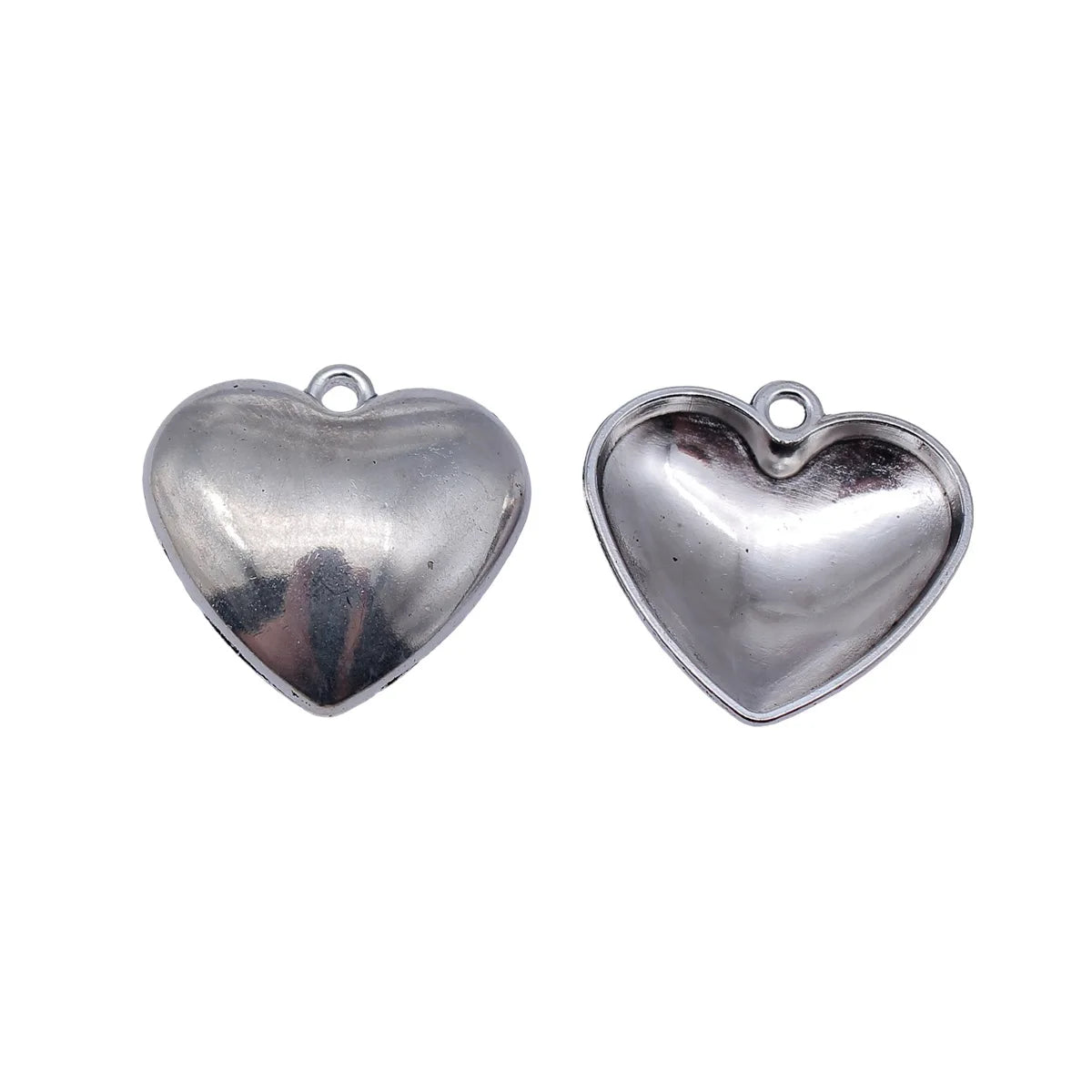 28x27mm 3.8g Antique Silver Zinc Alloy Smooth Heart Charm Pendant for DIY Necklace Jewelry Making