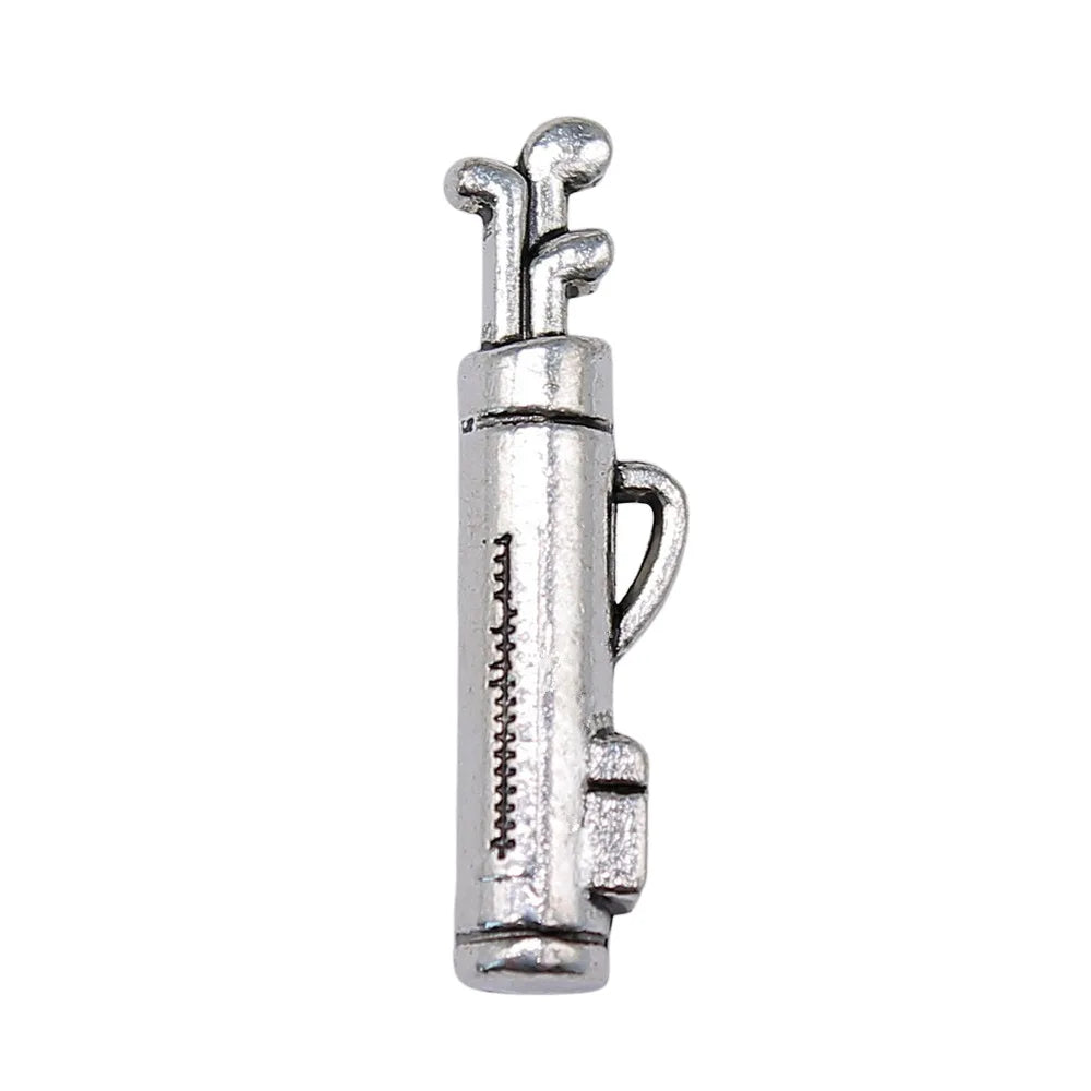 24x6mm 2g Antique Silver Zinc Alloy Golf Club Charm Pendant for Sports Bracelet Necklace Making